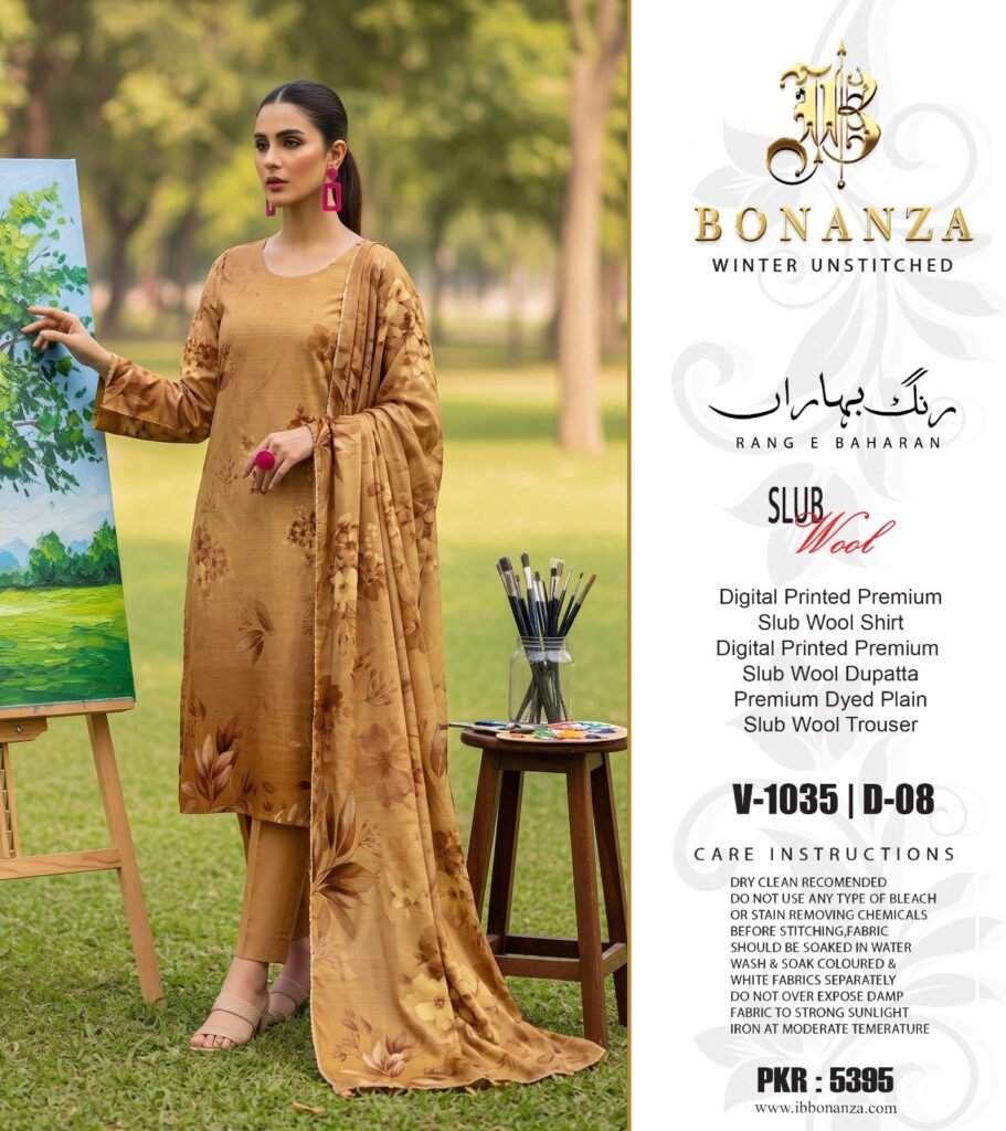 original Brand Rang e Bahara By Bonanza IB slub wool linen - Clothes for sale in Gujranwala - photo 7