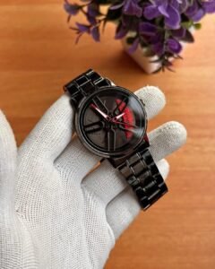 STAINLESS STEEL SPINNING WATCH (BLACK RED)