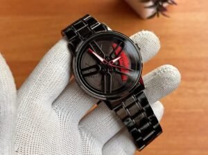 STAINLESS STEEL SPINNING WATCH (BLACK RED)