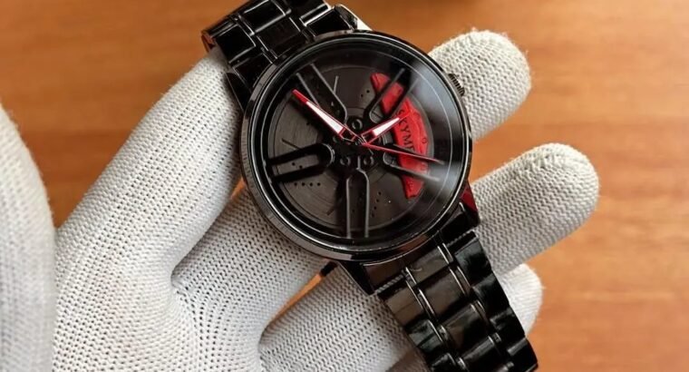 STAINLESS STEEL SPINNING WATCH (BLACK RED)