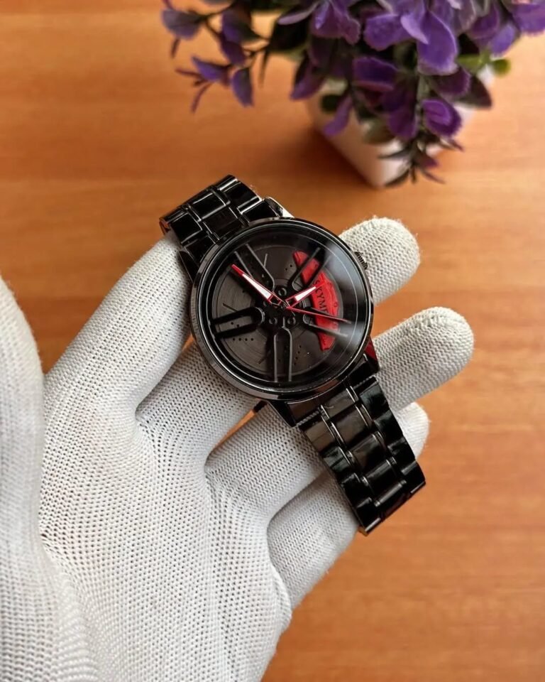 STAINLESS STEEL SPINNING WATCH (BLACK RED)