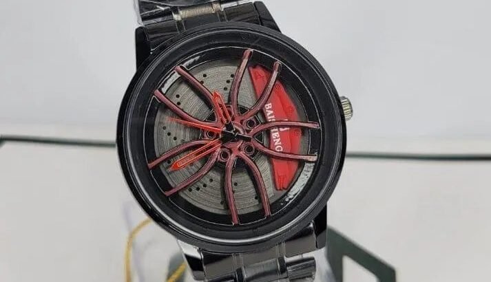 STAINLESS STEEL SPINNING WATCH (BLACK RED)