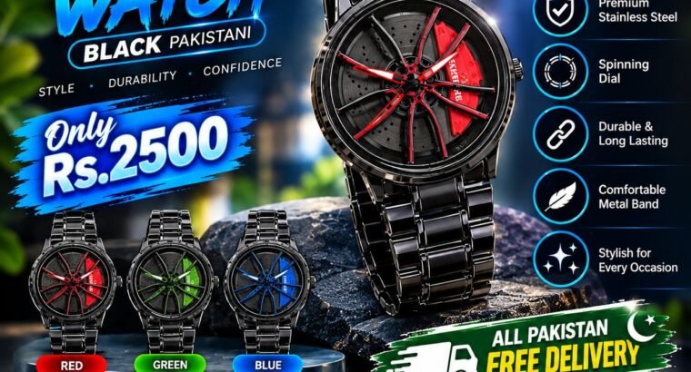 STAINLESS STEEL SPINNING WATCH (BLACK RED)
