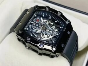 Richard Black Belt Skeleton Watch