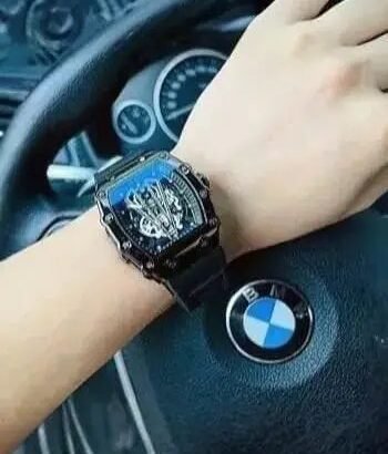 Richard Black Belt Skeleton Watch