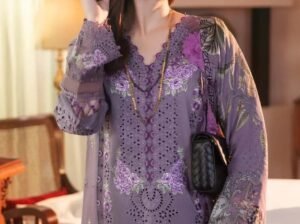 Lilac Embroidered 3- piece Unstitched Suit for women