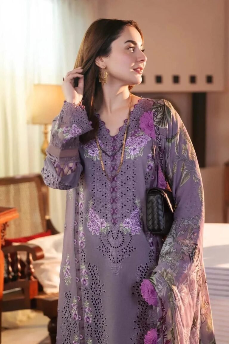 Lilac Embroidered 3- piece Unstitched Suit for women