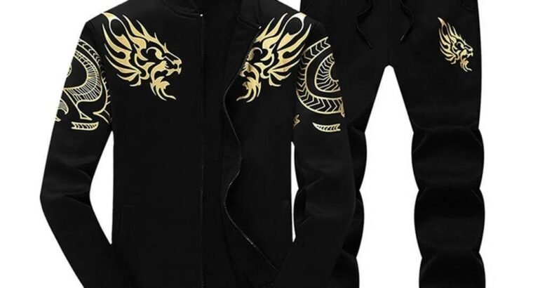 Men’s Fleece Printed zipper Tracksuit