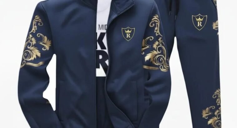 Men’s Fleece Printed zipper Tracksuit