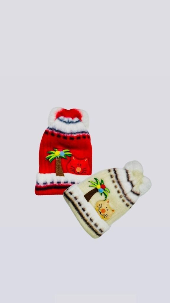Baby Embroidered Beanies Pack of 2 – Red and White - photo 2