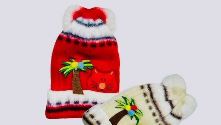 Baby Embroidered Beanies Pack of 2 – Red and White