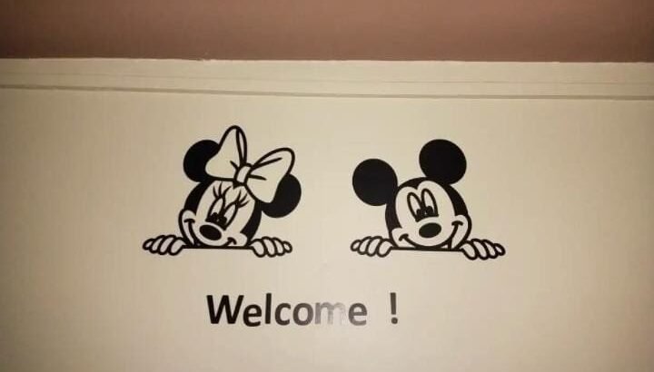 3D Mickey Minnie Mouse Wooden Wall Decor Welcome