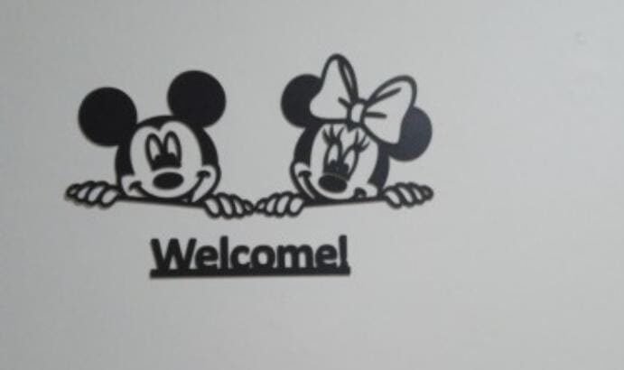 3D Mickey Minnie Mouse Wooden Wall Decor Welcome