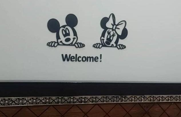 3D Mickey Minnie Mouse Wooden Wall Decor Welcome