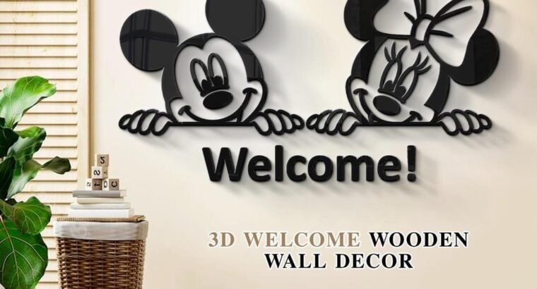 3D Mickey Minnie Mouse Wooden Wall Decor...