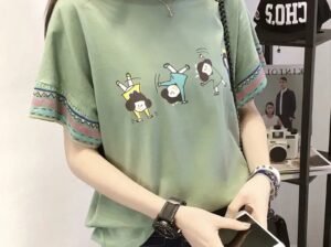 Women Loose Fit Graphic T-Shirt Summer Korean Style