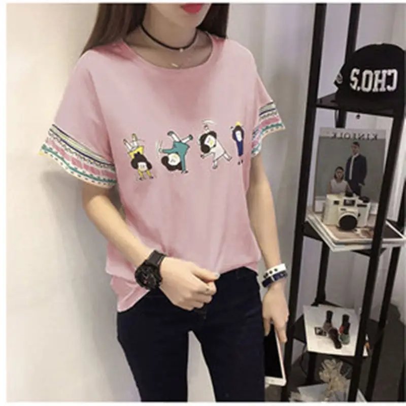 Women Loose Fit Graphic T-Shirt Summer Korean Style - photo 2