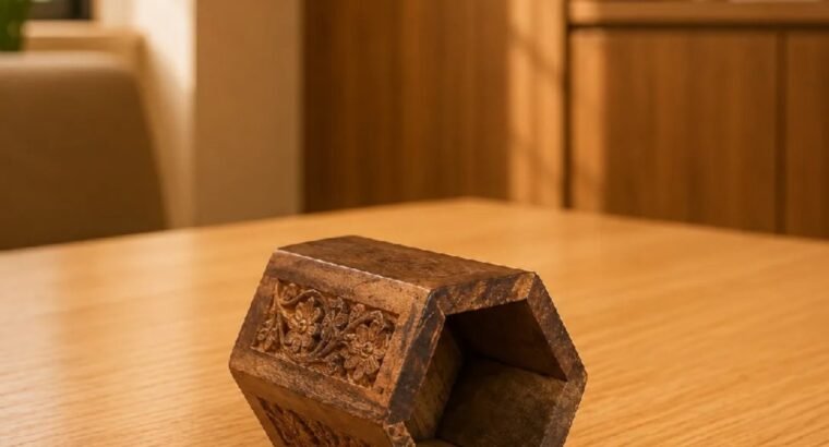 Handmade Wooden Pen Holder – Carved Wooden Pencil Stand for Desk & Off