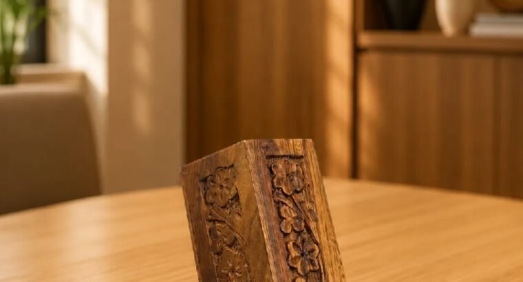 Handmade Wooden Pen Holder – Carved Wooden Pencil Stand for Desk & Off