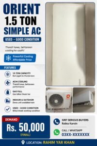 Orient 1.5 Ton Simple AC – Used