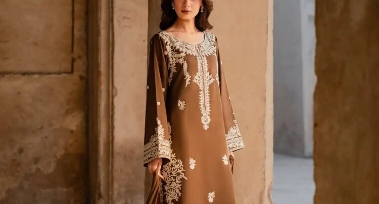 Winter Special: Stitched Linen Embroidered 3-Pcs Suit