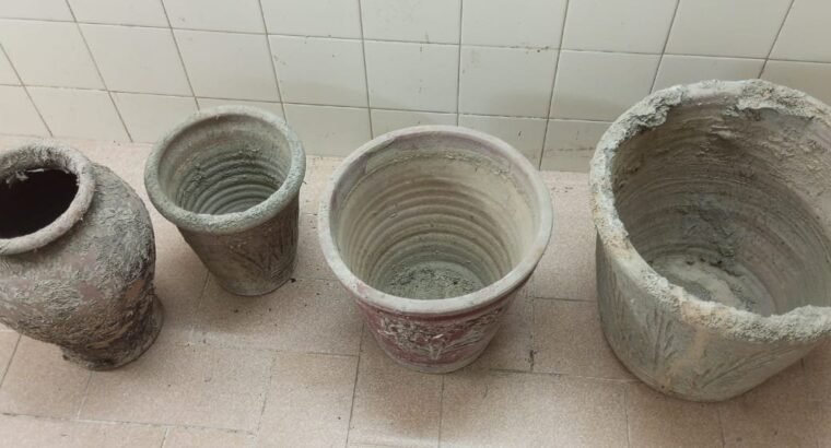 Garden Pots Set (4 Pieces) – Cement & Clay Planters for Sale