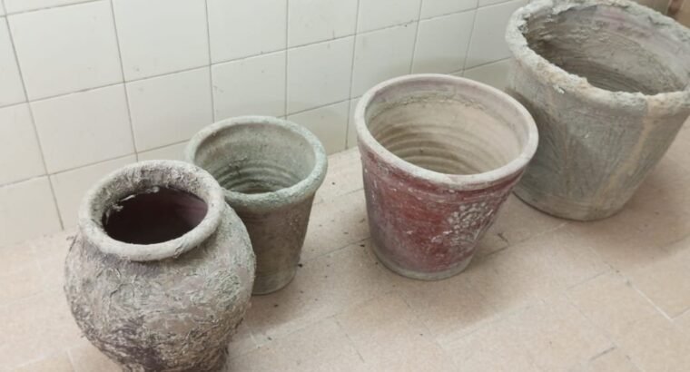 Garden Pots Set (4 Pieces) – Cement & Clay Planters for Sale