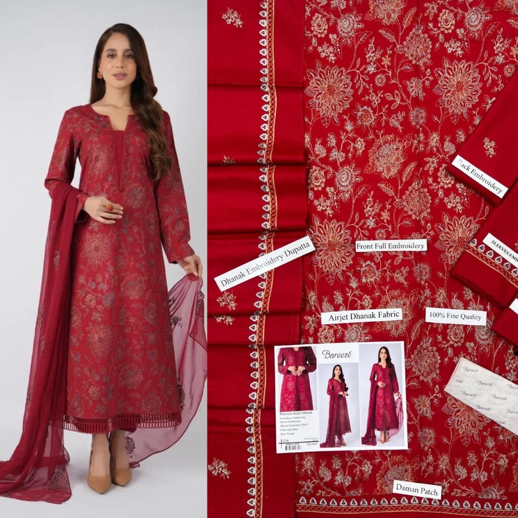 Premium Airjet Dhanak Embroidered 3PC With Shawl Winter 2026 - photo 4