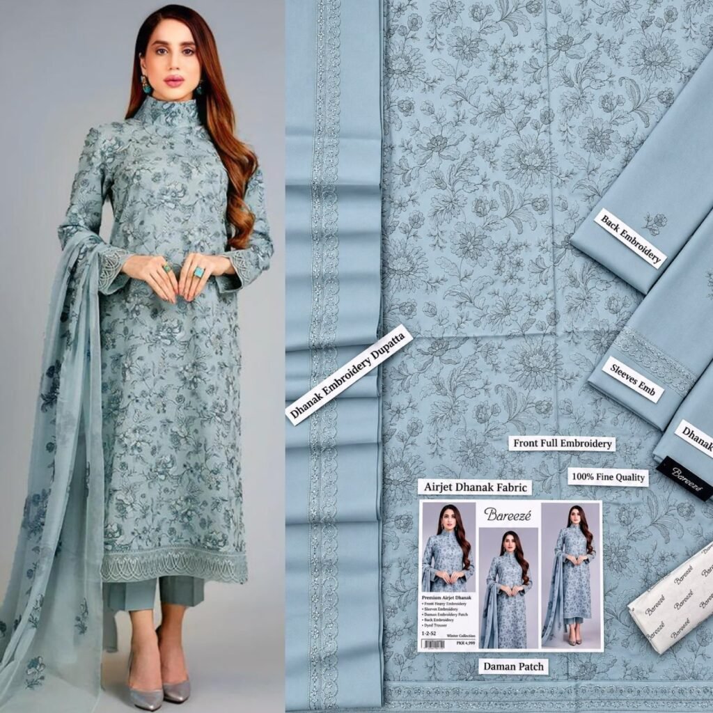 Premium Airjet Dhanak Embroidered 3PC With Shawl Winter 2026 - photo 5