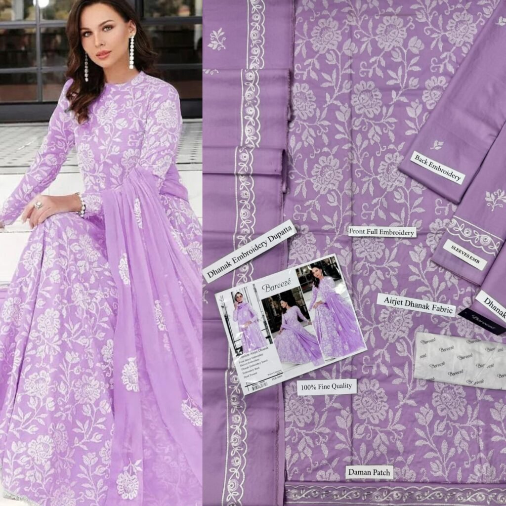 Premium Airjet Dhanak Embroidered 3PC With Shawl Winter 2026 - photo 3