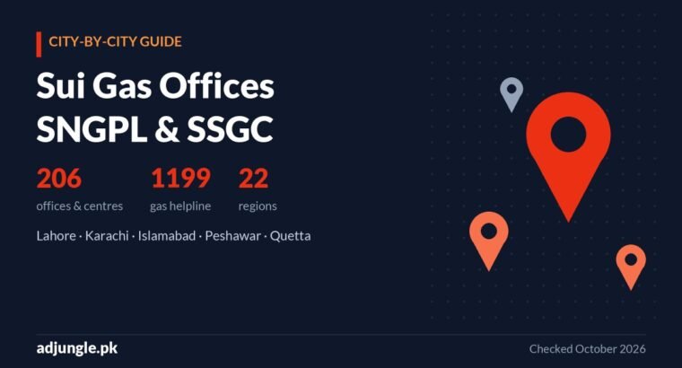 SNGPL & SSGC Offices City-Wise: Sui Gas Customer Centres, Addresses & Helpline (2026)