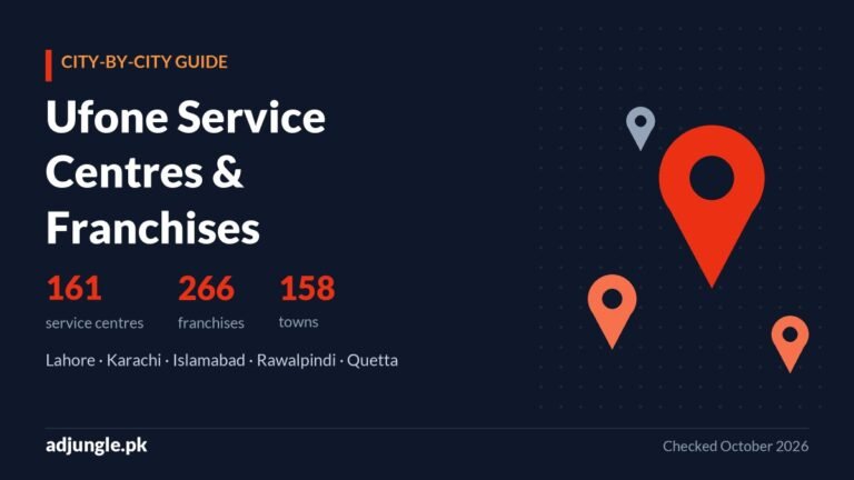 Ufone Service Center & Franchise List in Pakistan: City-Wise Addresses & Timings